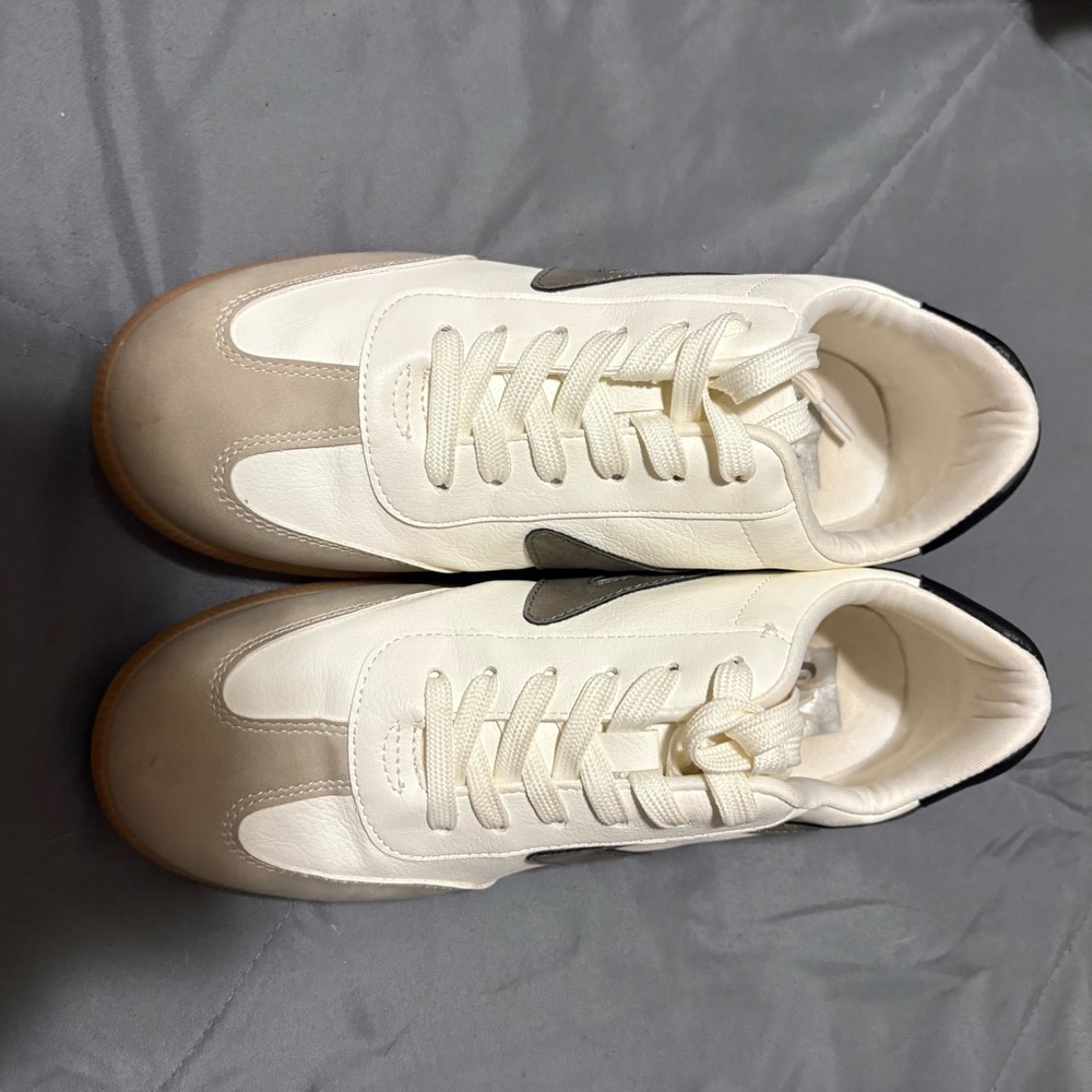 White and Beige Sneakers